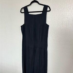 Laura Ashley Classic Black Linen Midi Dress. Size 6. Vintage. Button side detail